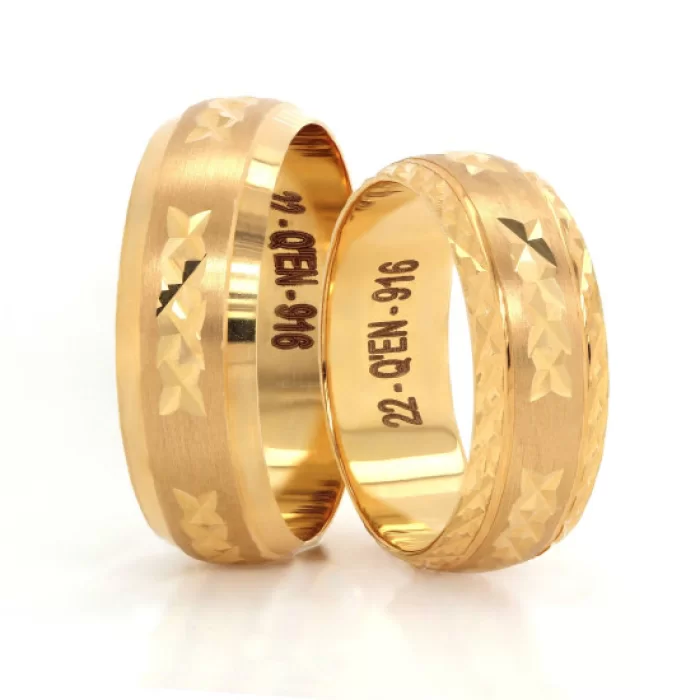 Yellow Gold Crystal Wedding Ring For Men