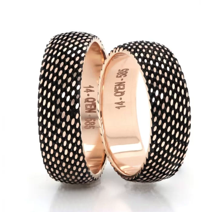 Rose Gold Dot Design Wedding Ring For Women