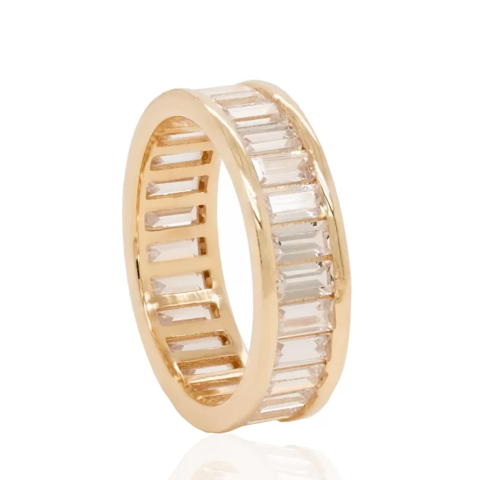 Yellow Gold Baguette Eternity Wedding Ring For Women