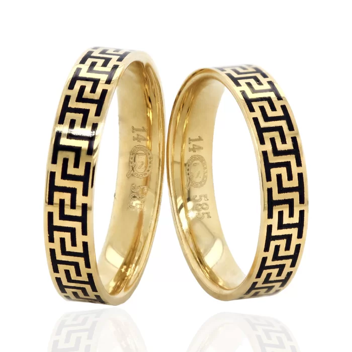 Enamel Two Tone Gold Wedding Ring For Men