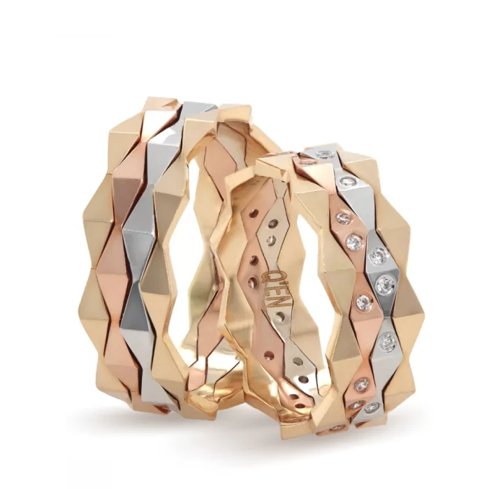 Tricolor Rhombus Design Unique Wedding Ring For Men
