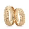 Shiny Yellow Gold Patterned Engagement Ring Set