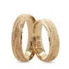 Gold Engraved Patterned Wedding Ring Set