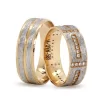 Stone Detailed Brushed Two Tone Wedding Band For Women