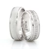 White Gold Patterned Shiny Striped Wedding Band For Men