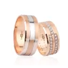 Two Tone Shiny White Gold Striped Wedding Band For Men