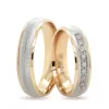 Two Tone Double Yellow Gold Striped Wedding Ring For Women