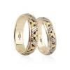 Gold Two Tone Triple Leaf Patterned Wedding Ring Set