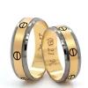 Two Tone Screw Patterned Wedding Ring For Men