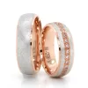 Two Tone Faceted Stone Detailed Wedding Band For Women