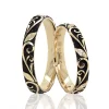  Two Tone Stony Leaf Patterned Wedding Band For Women