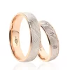 Two Tone Brushed Stony Wedding Ring For Women