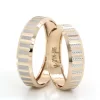 Two Tone Vertical Patterned Wedding Ring Set
