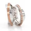 Stony Rose Gold Banded Wedding Ring Set