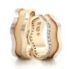 Gold Pattern Striped Wave Shaped Wedding Ring For Men