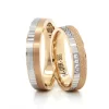 Two Tone Striped Matte Wedding Band For Set 