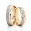 Two Tone White Gold Banded Half Eternity Wedding Ring Set