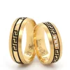 Two Tone Greek Design Stone Embroidered Wedding Ring Set