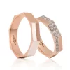 Stone Embroidered Octagonal Design Wedding Ring Set