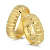 Yellow Gold Shiny Vertical Striped Sandblasted Wedding Band For Women
