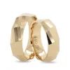 Yellow Gold Rectangular Wavy Design Wedding Ring For Set