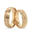 Yellow Gold Square Striped Wedding Ring For Men