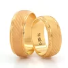 Yellow Gold Double Striped Patterned Wedding Ring For Women