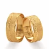 Yellow Gold Striped Brush Patterned Wedding Ring For Women