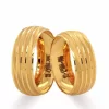 Shiny Yellow Gold Striped Wedding Ring For Women