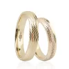 Gold Shiny Textured Eternity Wedding Ring Set