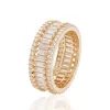 Yellow Gold Three Row Eternity Wedding Band For Women