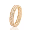 Yellow Gold Two Row Eternity Wedding Band For Women