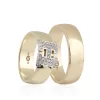 Yellow Gold Stone Embroidered H Letter Detailed Wedding Ring Set