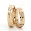 Yellow Gold Double Row Leaf Patterned Stone Wedding Band For Women