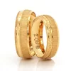Yellow Gold Vertical Brushed Wedding Band For Women