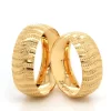 Yellow Gold Vertical Wave Pattern Wedding Ring Set