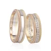 Three Tone White Gold Striped Wedding Band For Men