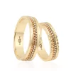 Ball Chain Tri-Color Gold Wedding Ring Set