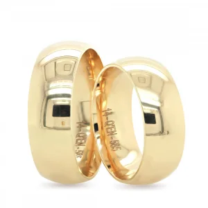 Yellow Gold Shiny Simple Engagement Ring Set