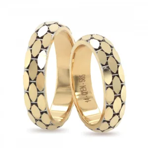 Two Tone Leaf Design Wedding Band For Set