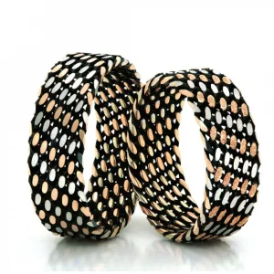 White Rose Gold Dotted Wedding Ring For Men