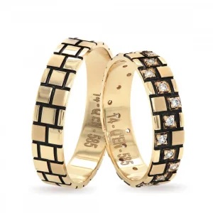 Square Design Cross Stone Embroidered Wedding Ring For Women