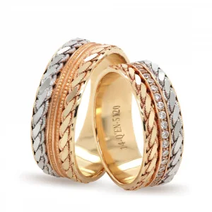 Twist and Milgrain Detailed Stony Wedding Ring For Men