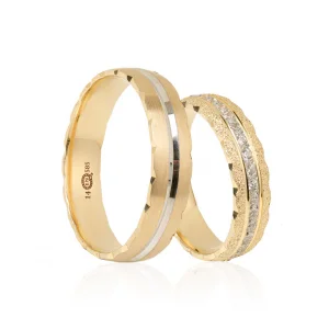 Two Tone Handcrafted Wedding Ring Set