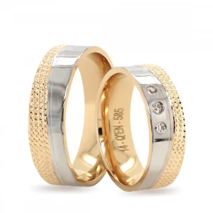 Two Tone White Gold Waterway Wedding Ring For Men