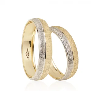 White Gold Striped Two Tone Engagement Ring For Men