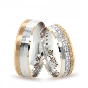 Handmade Stone Embroidered White Gold Striped Wedding Ring For Men