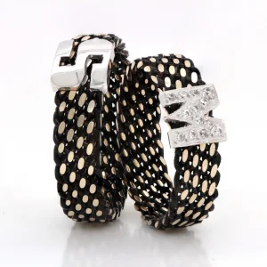 Dotted Oxide Letter Wedding Band For Women