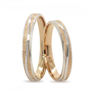 Brushed White Gold Striped Wedding Ring For Men