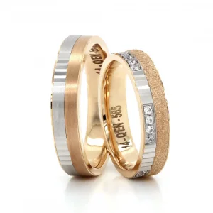 Two Tone Striped Matte Wedding Band For Men